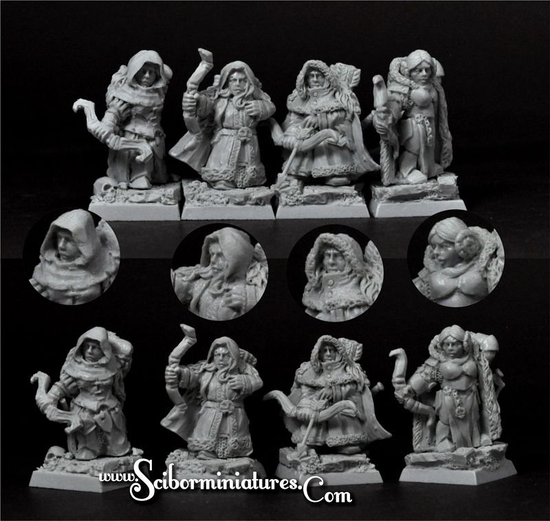 Dwarven Female Archers 4 Miniatures Set (4)
