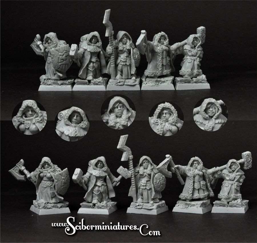 Dwarven Female Warriors 5 Miniatures Set (5)
