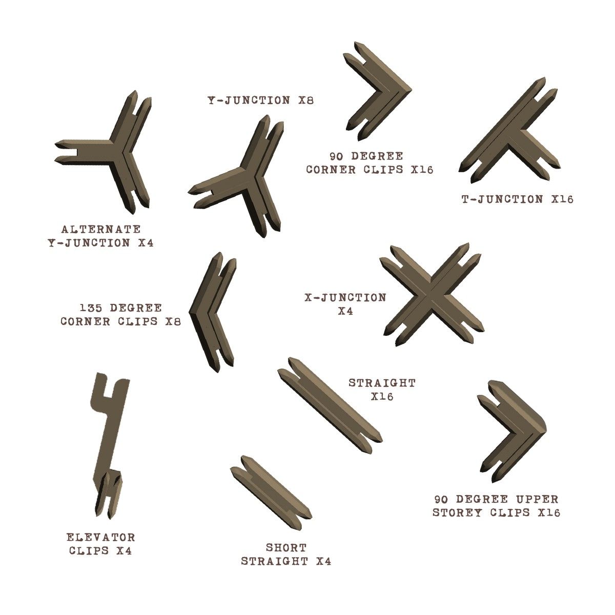 Plastic Terrain Clips - Brown