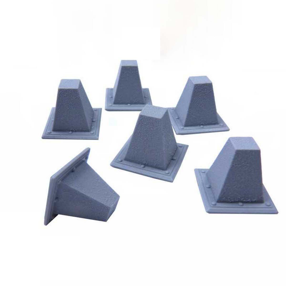 6x Resin Dragon Teeth Traps for Tanks