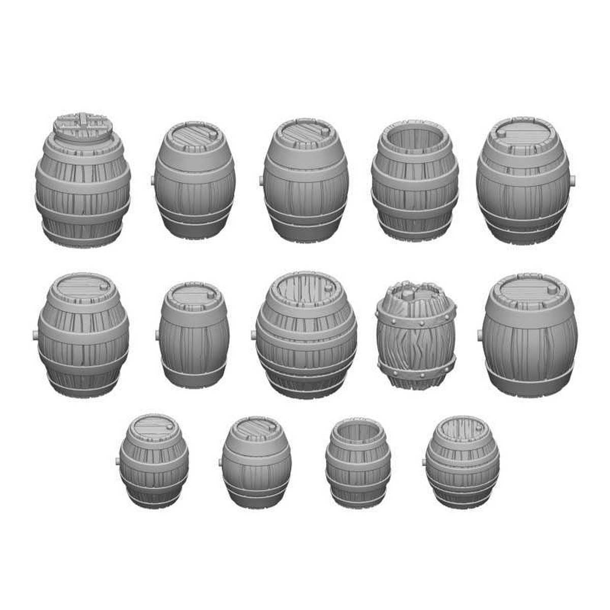 9x Resin Wooden Barrels