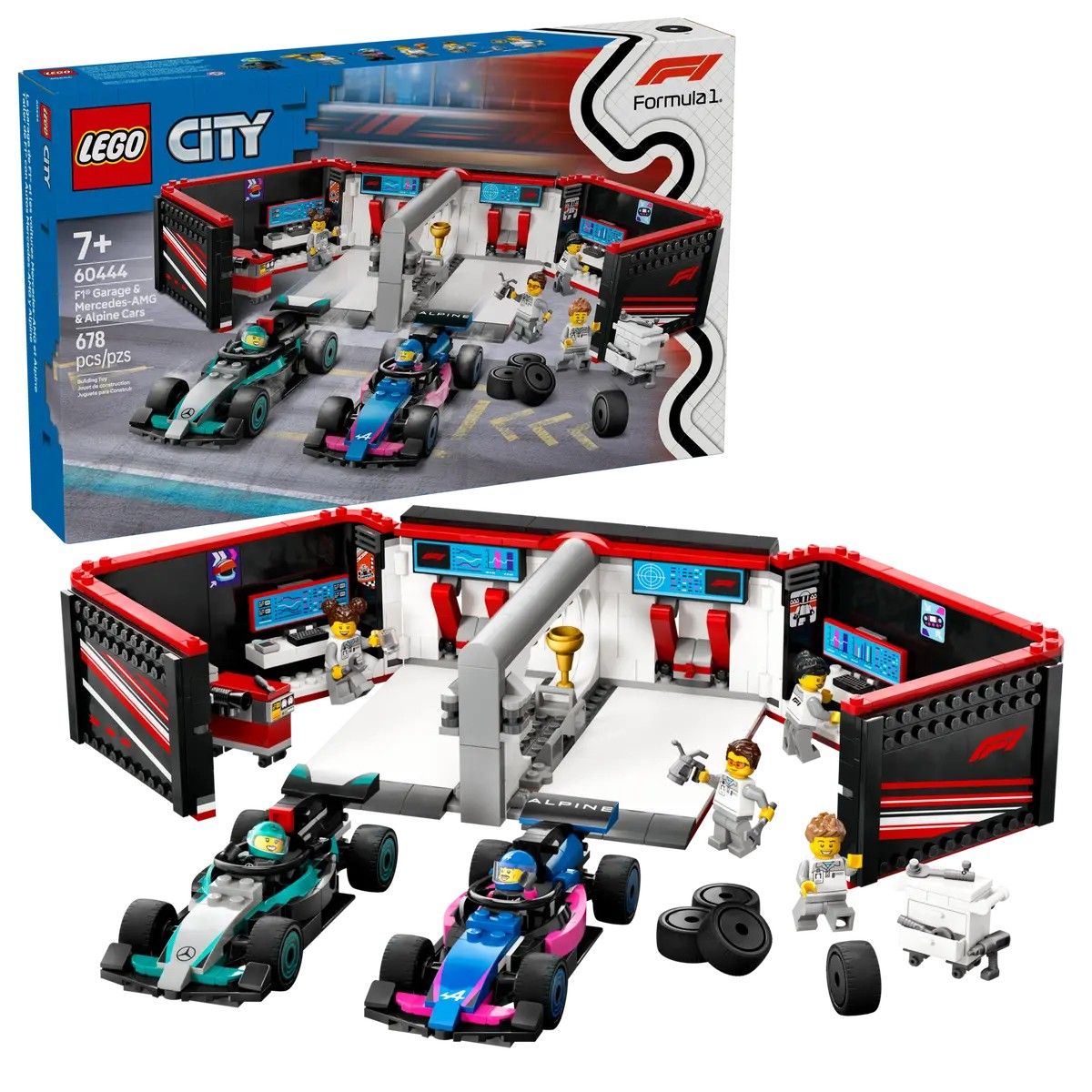 F1 Garage & Mercedes-AMG & Alpine Cars LEGO City 60444