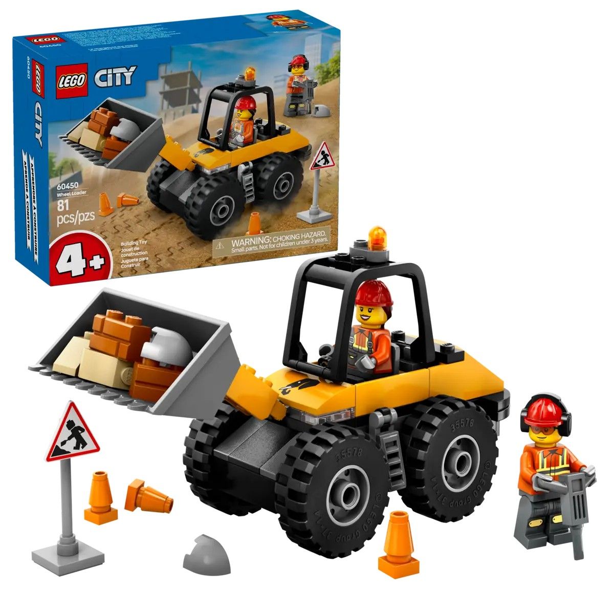 Yellow Construction Wheel Loader LEGO City 60450