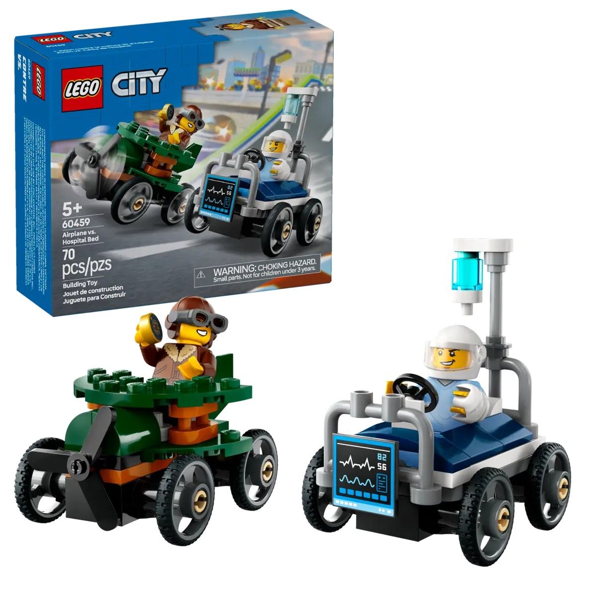 Airplane vs. Hospital Bed Race Car Pack LEGO City 60459