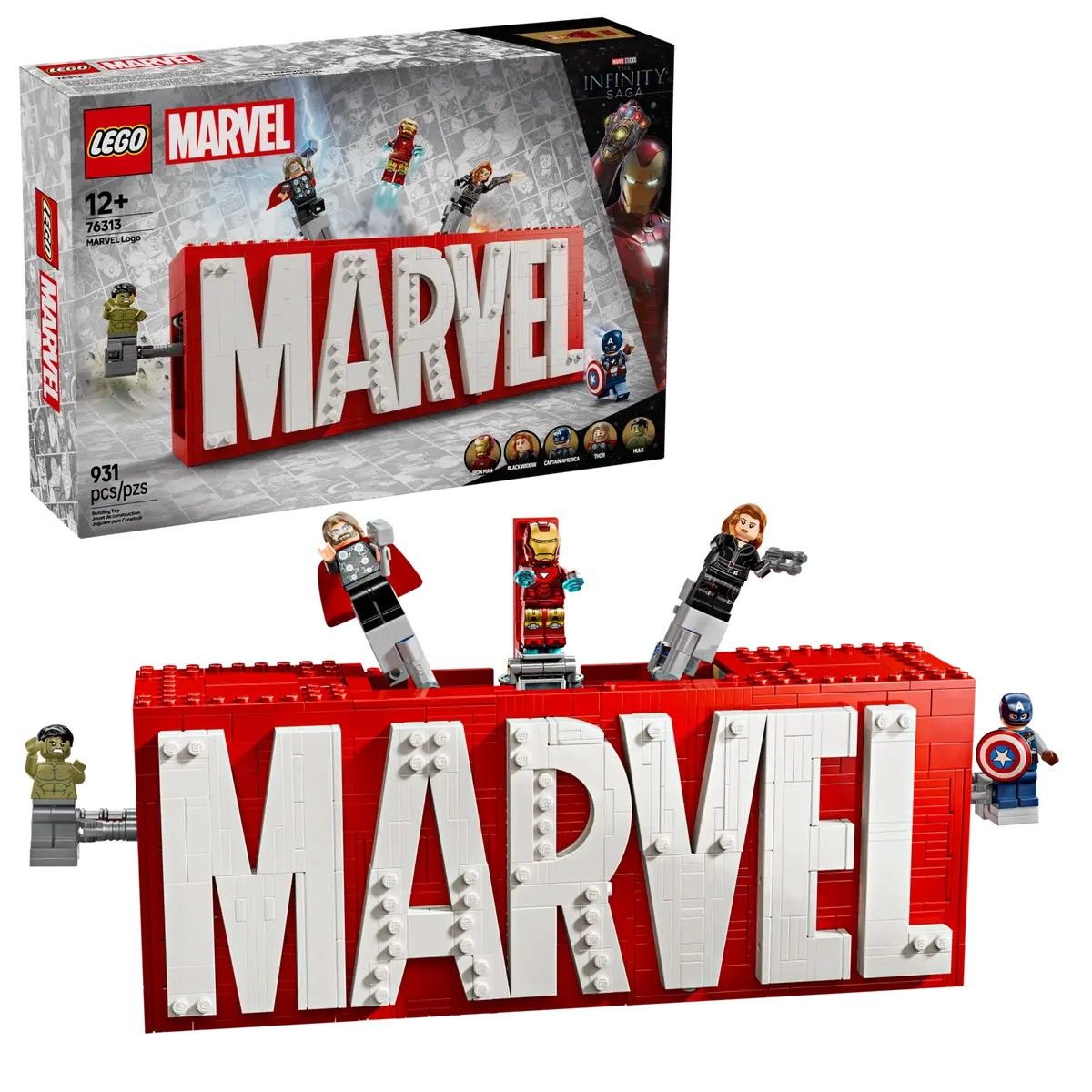 MARVEL Logo & Minifigures LEGO Marvel 76313