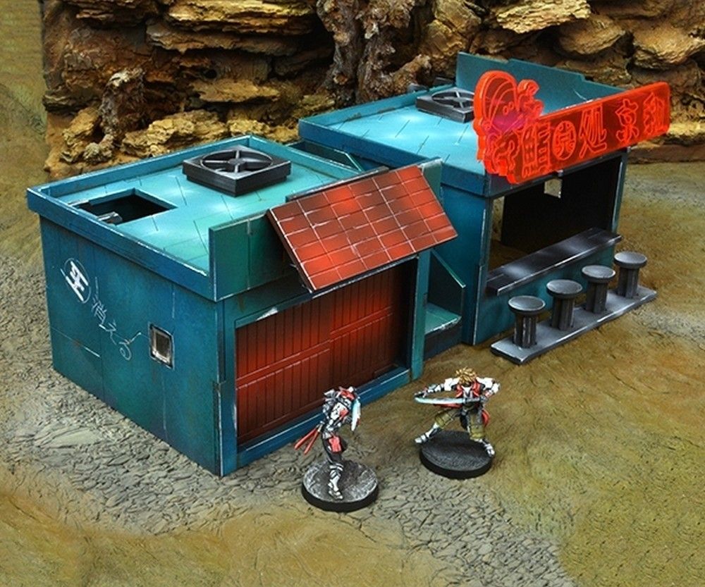 Neon City Yu Jing S - 2 Small Buildings Pack - Octopus + Dojo