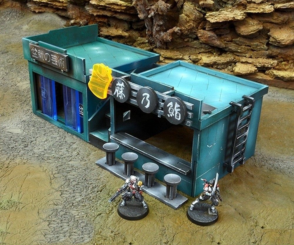Neon City Yu Jing S - 2 Small Buildings Pack - Sushi + Bonsai