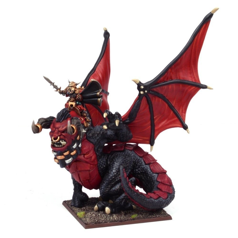 Kings of War: Abyssal Dwarf Supreme Iron-caster on Great Winged Halfbr