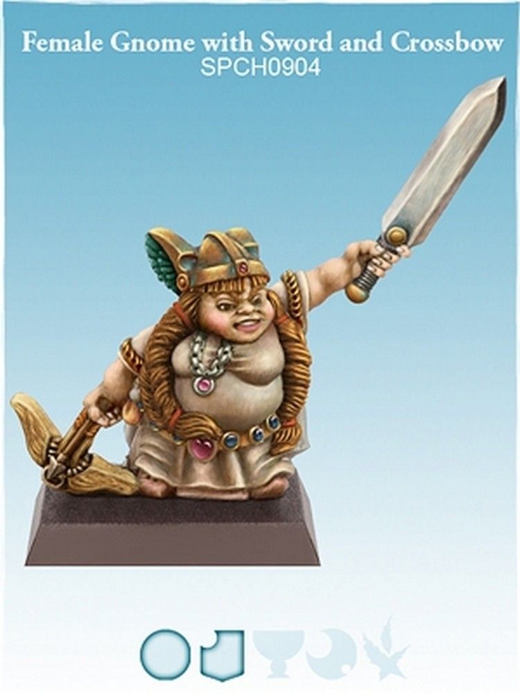 Female Gnome with Sword and Crossbow