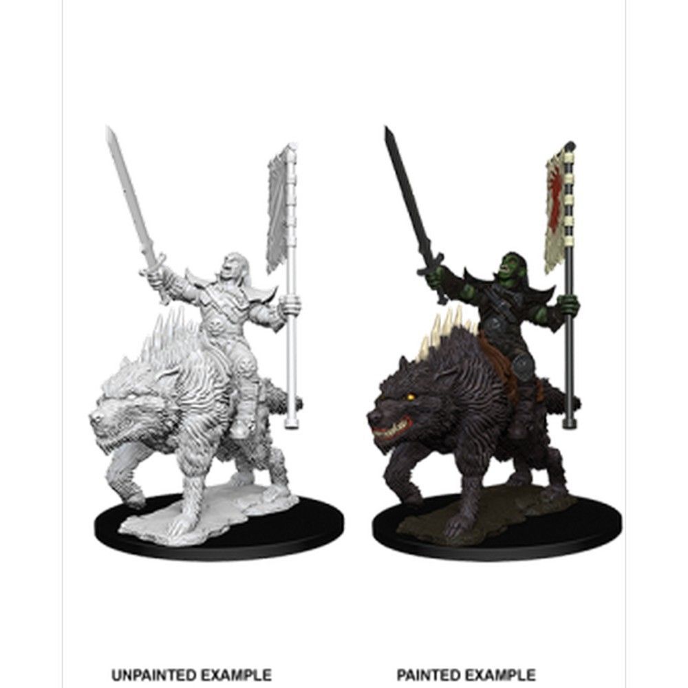 WizKids Deep Cuts Unpainted Miniatures: Orc on Dire Wolf
